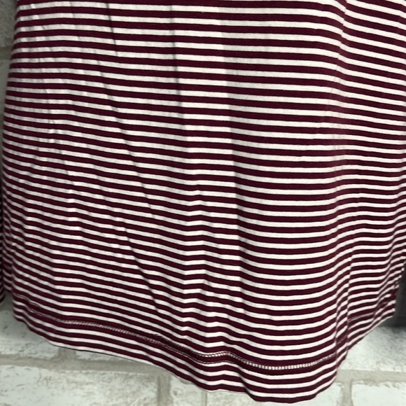 Talbots Large Burgundy Stripe Cotton Long Sleeve T-shirt - Picture 5 of 11